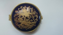 Round angelic blue-gold ceramic box