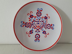 Retro Hollóházi porcelán népi motívumos kis fali tányér régi falidísz