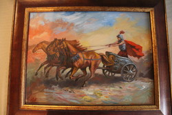Roman chariot oil painting (unknown painter)