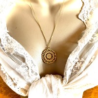 Vintage 24k gold plated beautiful pendant with brass chain approx. From the 70s