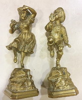 Dancers, a pair of bronze statues, in Tyrolean costume