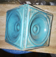 Disassembled, blue tile stove