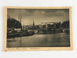Antik, régi, postatiszta, holland képeslap - Amszterdam, Amstel Magere burg, '20-as / '30-as évek