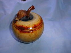 Mária Szilágyi rare drip glazed ceramic apple-shaped box, bonbon-ceramic
