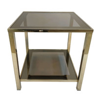 Glass table pair with 23k gold - b291