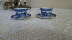 2 Pcs. China blau pattern, fine porcelain tea and coffee cups with coasters