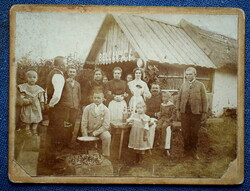 Antik keményhátú családi fotó katona is   Bella Villa  bogrács  9x12cm