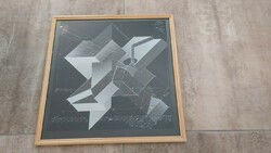 Geometriai kompozíció 46x46 cm kerettel ofszet.