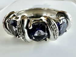 414T. From HUF 1! 18K white gold (7g) tanzanite (2.5ct) brilliant (0.12ct) ring with Grade 1 stones