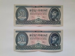Sorszámkövető 20 forintos bankjegyek, 1969. június 30.