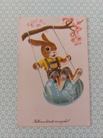 Old Easter picture postcard swinging bunny postcard