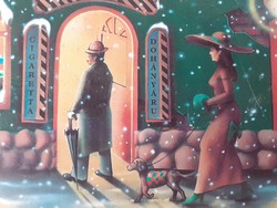 Retro karácsonyi cigis fémdoboz 1995 Sopianae cigarettás szofis régi díszdoboz