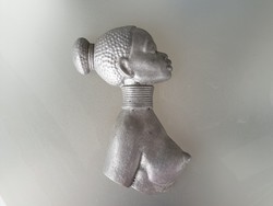 Retro fém szobor afrikai falidísz néger női akt szerecsen nő fali dísz