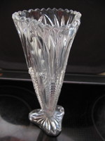 Art deco crystal triangular base vase