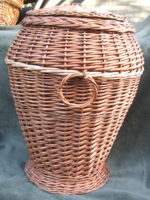 Old retro wicker cane storage