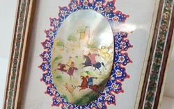 Kiárúsítás! Gyöngyházra festett perzsa miniatúra