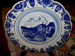 Nagyméretű Delft dísz tányér kék