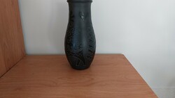 Nice black ceramic vase with Scandinavian motifs, approx. 26 cm high