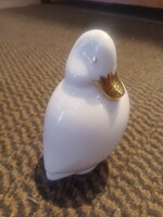 Hollóházi fehér-arany álló kacsa