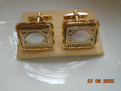Brand new gold-plated niello cufflink with mother-of-pearl inlay