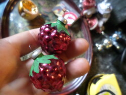 Retro, glass Christmas tree ornaments in basically good condition, in one set / 2 raspberries