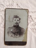 Antik magyar CDV/vizitkártya/keményhátú fotó katona portré, Vértes Antal Nagykanizsa
