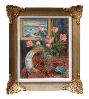 Signous, framed oil still life in an ornate frame