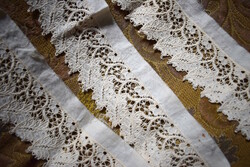 Antique art nouveau lace dress ornament frill hem 126cm handmade