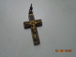 Antique bronze and copper crucifix pendant with gilded body