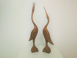 Gyönyörű kecses faragott fa kócsag madár pár szobor