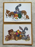 2 Easter postcards, postcards with drawings and graphics - Baka piroska drawings, graphics