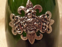 Ezüstözött aljú smaragd zöld  üveg díszes palack  kiöntő + dugójával eladó 33 cm ritkaság