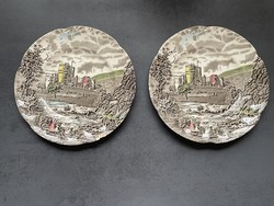 English earthenware, johnson brothers cake plate with 2 scenes