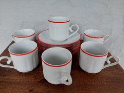 6 pcs alba iulia fine porcelain mocha set, coffee cup and saucer, marked, flawless pieces