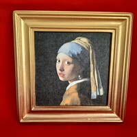 Vermeer Lány gyöngy fülbevalóval festmény, decoupage képen