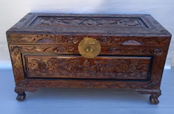 Chinese wooden chest decorated with dragons
