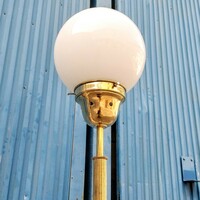 Art deco állítható magasságú réz állólámpa felújítva - tejüveg gömb búra