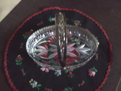 Crystal basket with silver handle