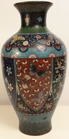 Japán Meiji nagy méretű rekeszzománc váza 19. század vége (30 cm)