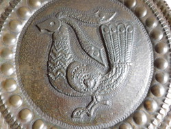 Kizárólag Peacock vásárló részére - Pávás réz tál - kézműves szovjet/orosz fali dísz
