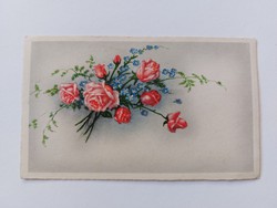 Régi mini képeslap rózsás levelezőlap üdvözlőkártya