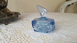 Art deco blue glass sugar bowl