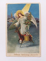 Régi karácsonyi képeslap 1941 levelezőlap angyal őzike