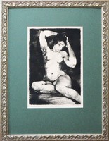 Reasonable price! Endre Saxon, charm c. Etching with certificate of originality!