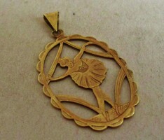 Special old ballerina mint gold pendant