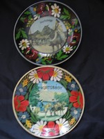 Old, very retro Hortobágy commemorative plates made of plastic, 2 pieces in one