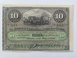 10 pesos 1896 Kuba - MINTA BANKJEGY - RITKA !