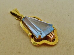 Very nice antique art deco gold pendant with a large real aquamarine stone