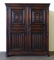 1K246 antique carved royal main ornate neo-renaissance two-door wardrobe
