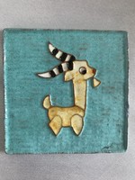 Retro ceramic tile with goat